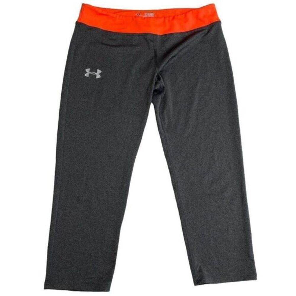 Girls Under Armour Fitted Athletic Capri Heather Gray Heat Gear Fitted YXL
